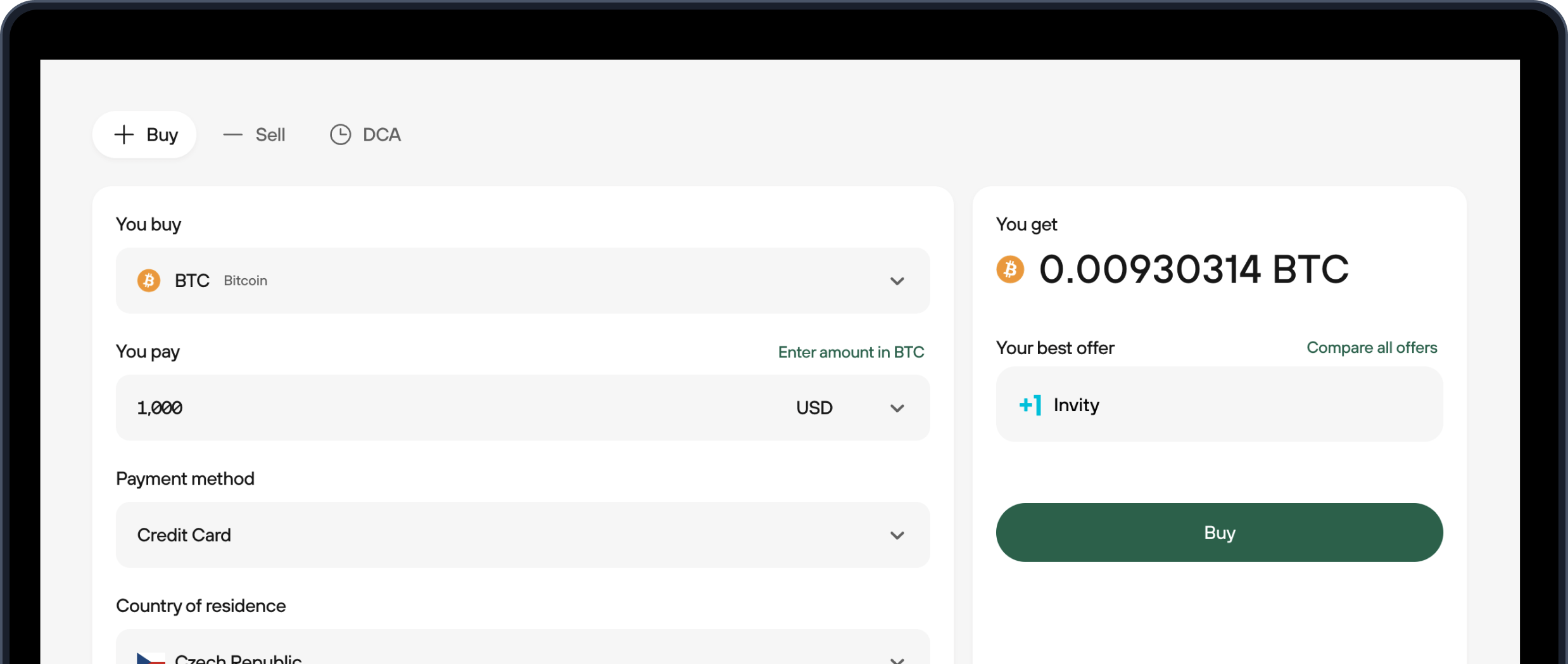 How to buy and sell Bitcoin in Trezor Wallet